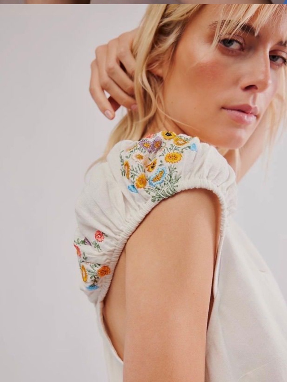 Free People Wildflower Embroidered Mini Dress - SOLD OUT MSRP $148 - Picture 4 of 4